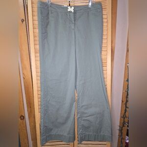 Sitwell Women's Olive Green Wide-Leg Pants, Size 14